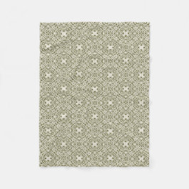 Olijfgroene bloemslat fleece deken