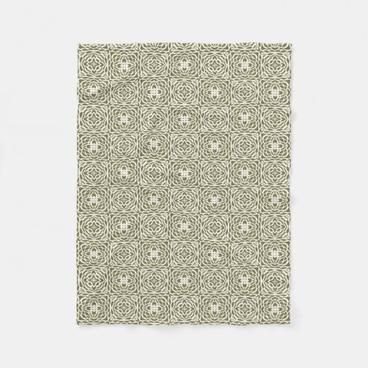 Olijfgroene bloemslat fleece deken (Voorkant)