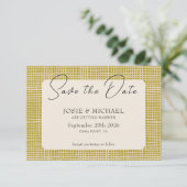 Olijfgroene Boho foto Flat Save The Date kaart (Staand voorkant)