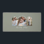 Olijfgroene boog multi-foto bruiloft cadeaudecor bureaumat<br><div class="desc">Beter samen paar boog multi foto bruiloft aankondiging en gift home decor muis mat. Moderne meisjesachtige elegante Olijfgroene colorway.</div>