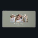 Olijfgroene boog multi-foto bruiloft cadeaudecor bureaumat<br><div class="desc">Beter samen paar boog multi foto bruiloft aankondiging en gift home decor muis mat. Moderne meisjesachtige elegante Olijfgroene colorway.</div>