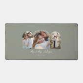 Olijfgroene boog multi-foto bruiloft cadeaudecor bureaumat (Voorkant)