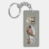 Olijfgroene boog multi-foto bruiloft cadeaudecor sleutelhanger (Voorkant Links)