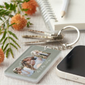 Olijfgroene boog multi-foto bruiloft cadeaudecor sleutelhanger (Voorkant Rechts)