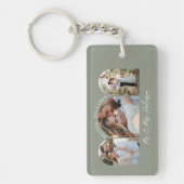 Olijfgroene boog multi-foto bruiloft cadeaudecor sleutelhanger (Voorkant)