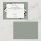 Olijfgroene botanische bloem bruiloft bedankt plaatskaartje (Voorkant / Achterkant)
