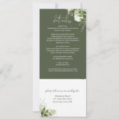 Olijfgroene botanische bloemen alles in één bruilo kaart (Achterkant)