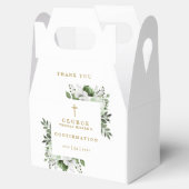 Olijfgroene botanische moderne bevestiging bedankdoosjes (Geopend)
