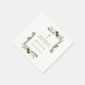 Olijfgroene botanische moderne doop servet (Hoek)