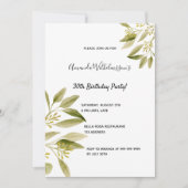 olijfgroene botanische partij voor de 30e verjaard kaart (Voorkant)