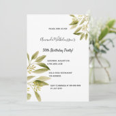 olijfgroene botanische partij voor de 30e verjaard kaart (Staand voorkant)