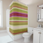 Olijfgroene Bourgogne en roze Douchegordijn (In situ)