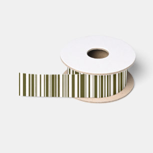 Olijfgroene bronzen barcode gestreepte patroon satijnen lint