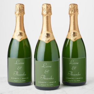 Olijfgroene bruiloft elegante wijnlabels sparkling wijnetiket