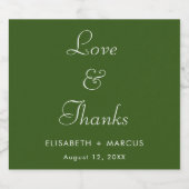 Olijfgroene bruiloft elegante wijnlabels sparkling wijnetiket (Enkel label)