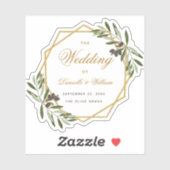 Olijfgroene bruiloft goud Botanische geometrische  Sticker (Vel)