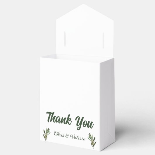 Olijfgroene bruiloft gunst box bedankdoosjes (Geopend)