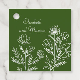 Olijfgroene bruiloft gunst labels