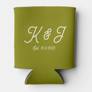 Olijfgroene bruiloft gunst monogrammed Koelbox Blikjeskoeler