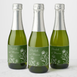Olijfgroene bruiloft mini wijnfles labels sparkling wijnetiket