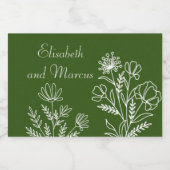 Olijfgroene bruiloft mini wijnfles labels sparkling wijnetiket (Enkel label)