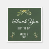 Olijfgroene bruiloft papier servet (Voorkant)