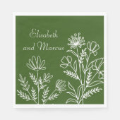 Olijfgroene bruiloft papieren servetten (Voorkant)