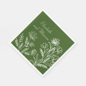 Olijfgroene bruiloft papieren servetten (Hoek)