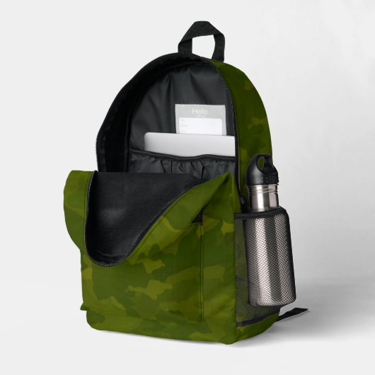 Olijfgroene camouflagepatroon bedrukte rugzak (Achterkan Hoek Rechts (Open))