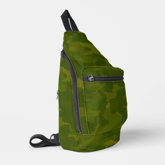Olijfgroene camouflagepatroon sling bag (Linkerhoek)