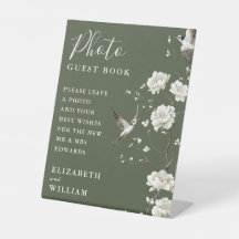Olijfgroene Chinoiserie Foto Gastboek Huwelijk