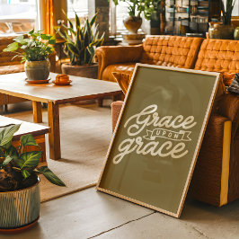 Olijfgroene christelijke genade op genade poster