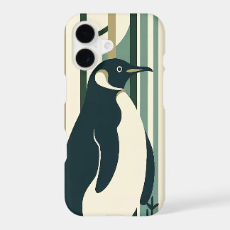 Olijfgroene Crème Pinguïn Illustratie Bos