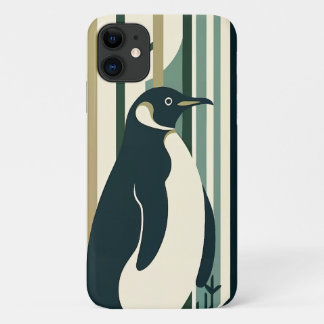 Olijfgroene crème Pinguïn Illustratiebos Case-Mate iPhone Case