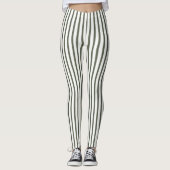 Olijfgroene Crème Strepen Leggings (Voorkant)