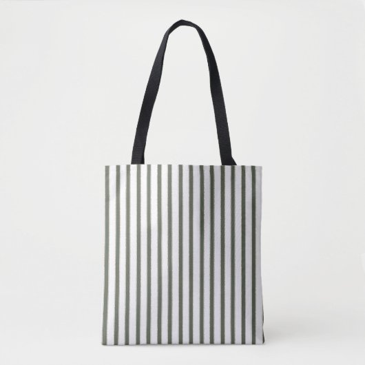 Olijfgroene Crème Strepen Tote Bag (Voorkant)