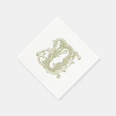 Olijfgroene "D" monogram cocktail servetten (Hoek)