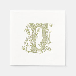 Olijfgroene "D" Monogram Cocktailservetjes Servet