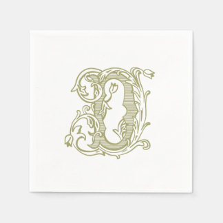 Olijfgroene "D" Monogram Cocktailservetjes Servet