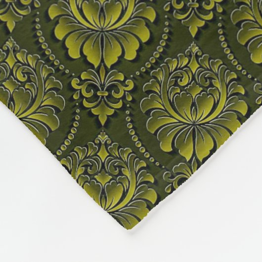 Olijfgroene damast fleece deken (Hoek)