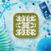 Olijfgroene deco papieren bordje (Feest)