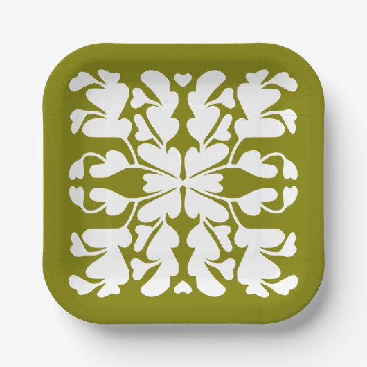 Olijfgroene deco papieren bordje (Voorkant)