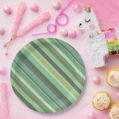 Olijfgroene diagonale strepen papieren bordje (Feest)