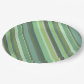 Olijfgroene diagonale strepen papieren bordje (Gekanteld)