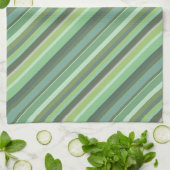 Olijfgroene diagonale strepen theedoek (Gevouwen)