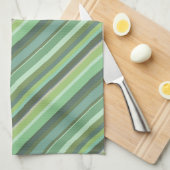 Olijfgroene diagonale strepen theedoek (Quarter Fold)