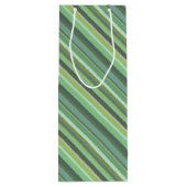Olijfgroene diagonale strepen wijn cadeautas (Achterkant)