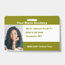 Olijfgroene Doe-Het-Zelf Aangepaste Homeschool-fot Badge