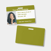 Olijfgroene Doe-Het-Zelf Aangepaste Homeschool-fot Badge (Voor- en achterkant)