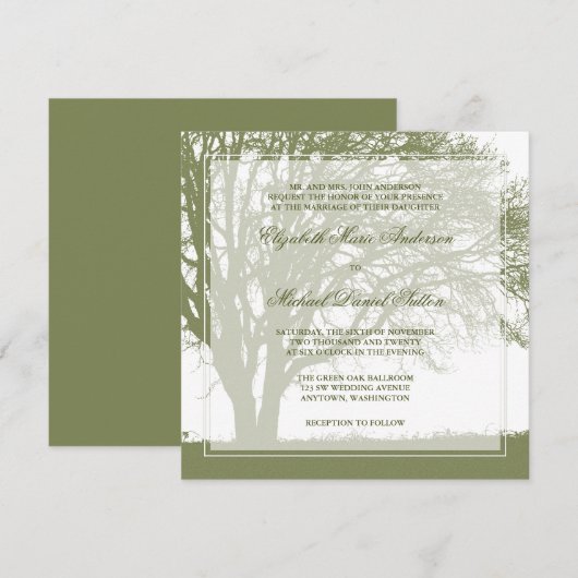 Olijfgroene eikenboom - Dall Weddenschap Kaart (Voorkant / Achterkant)